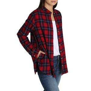 Jachs Girlfriend Red Plaid Flannel Long Sleeve Button Up XXL With Pockets